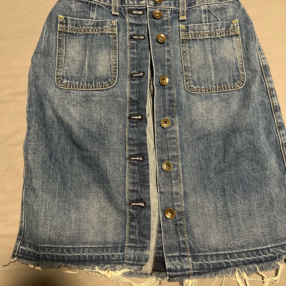 rag & bone Blue Denim Button Skirt
